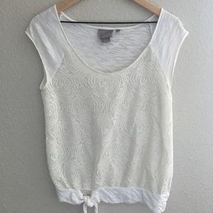 Anthro Vanessa Virginia White Lace Tie Front Top